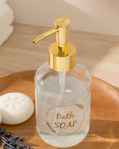 Soft Bath Glass Liquid Soap Dispense 7x7x18 cm Gold