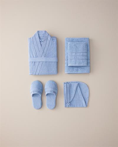 Soft Cotton Bathrobe S-M Light Blue