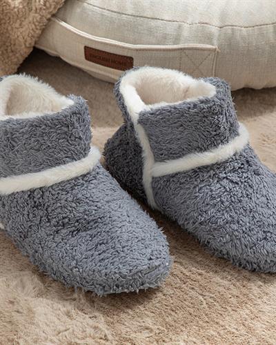 Soft Stripe Plush Women Home Boot 37 Anthracite