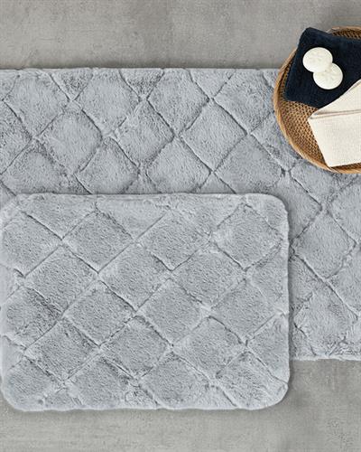Soft Touch Rabbit Plush Bath Mat Set 60x90 cm+45x60 cm Gray
