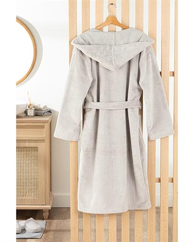 Softy Triga Cotton With Hood Bathrobe L-XL Gray