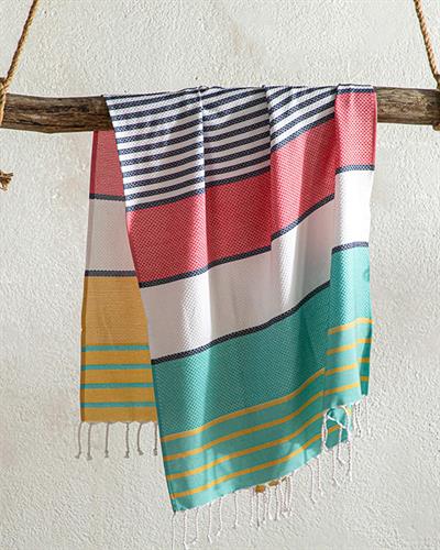 Soleil Кърпа За Плаж на райе Памучен 75x150 см Зелен