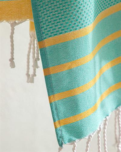 Soleil Кърпа За Плаж на райе Памучен 75x150 см Зелен