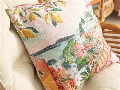 Soleil KIRLENT KILIFI Панама 45x45 cm Розово-жълто