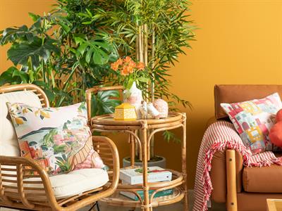 Soleil KIRLENT KILIFI Панама 45x45 cm Розово-жълто