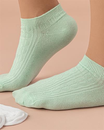Sophia Cotton 2 set - Women Ankle Socks 36-40 Mint-White