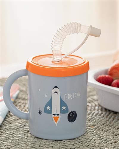 Space Чаша Със Сламка Пластмасов, Синьо, 210 Ml