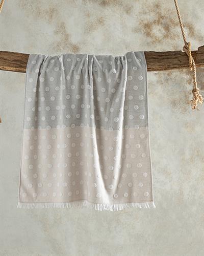 Spotty Cotton Polyester One side Beach Towel 75x150 cm Koyu Gri-Gri-Bej