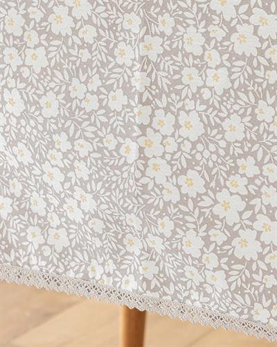 Sprinkle Flowers Polycotton Laced Table Cloth 150x220 cm Gray