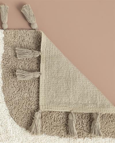 Square Постелка За Баня Памучен, Бежово-Плочка, 60 X 90 Cm