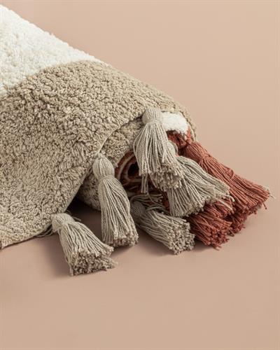 Square Постелка За Баня Памучен, Бежово-Плочка, 60 X 90 Cm