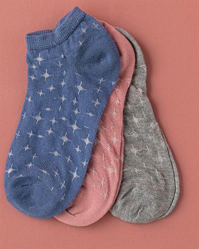 Star Чорап Дамски 3 Бр., Памучен, Сиво-Синньо, 36-40