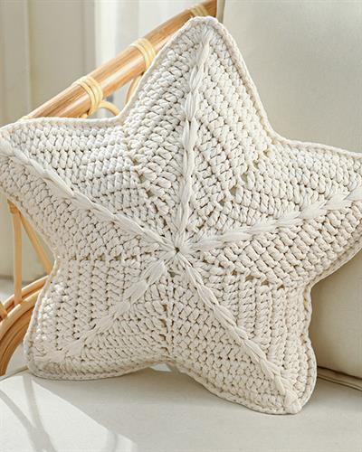 Star Декоративна Възглавница Плетка 50 см Екрю