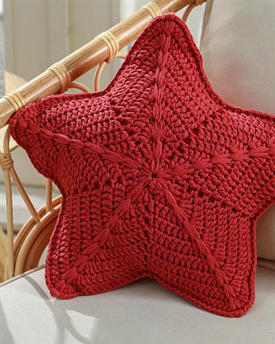 Star Knitting Decorative Cushion 50 cm Brick Red