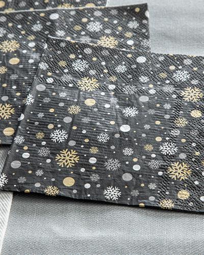 Stars And Snow Хартийни Салфетки 20 Бр., Хартия, Черно, 25 X 25 Cm