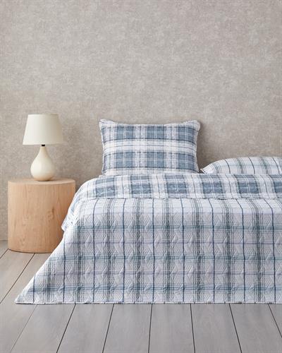 Static Check Покривка За Легло Комплект King Size, Многофункционален, Сиво, 240 X 220 Cm