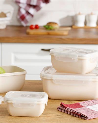 Stella Кутия За Съхранение Правоъгълен Пластмаса 1400 мл Кремав