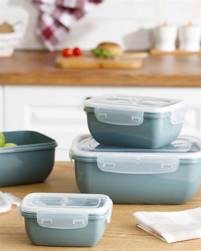 Stella Кутия За Съхранение Правоъгълен Пластмаса 1400 мл Тъмен селадон