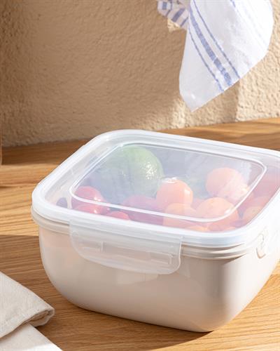 Stella Кутия За Съхранение Квадрат Пластмаса 1500 мл Тъмнобежов