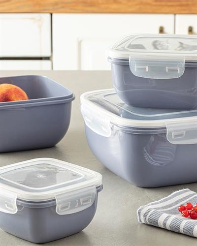 Stella Кутия За Съхранение Квадрат Пластмаса 1500 мл Син