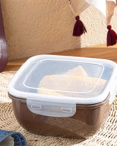 Stella Кутия За Съхранение Квадрат Пластмаса 1500 мл Кафяв