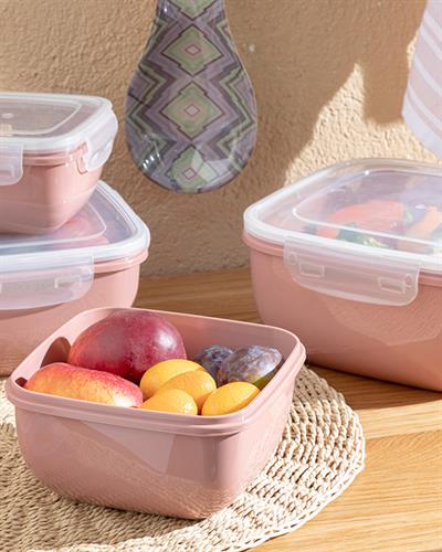 Stella Кутия За Съхранение Квадрат Пластмаса 1500 мл Тъмнорозов