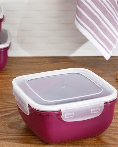 Stella Кутия За Съхранение Квадрат Пластмаса 1500 мл Виолетов..