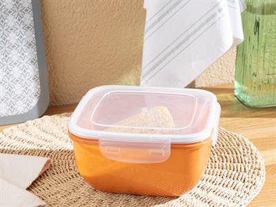 Stella КУТИЯ ЗА СЪХРАНЕНИЕ Квадрат Пластмасов 1500 ml Оранжево,