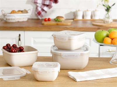 Stella КУТИЯ ЗА СЪХРАНЕНИЕ Квадрат Пластмасов 1500 ml Cream.