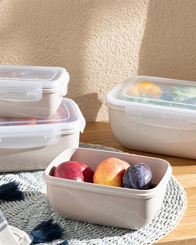 Stella Кутия За Съхранение Правоъгълен Пластмаса 2300 мл Тъмнобежов