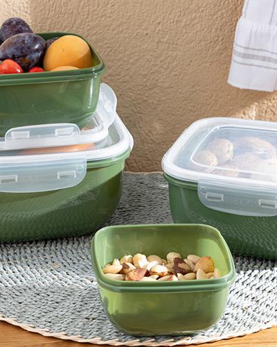 Stella Кутия За Съхранение Квадрат Пластмаса 2400 мл Зелен