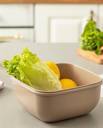 Stella Кутия За Съхранение Квадрат Пластмаса 2400 мл Бежов