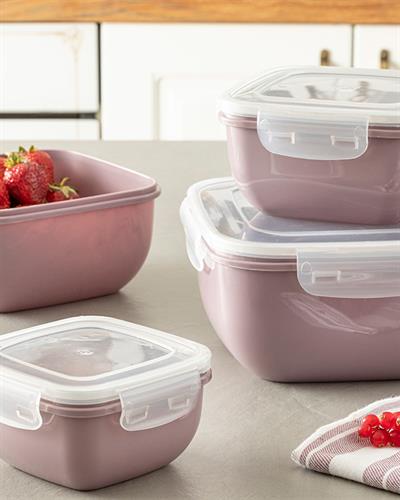 Stella Кутия За Съхранение Квадрат Пластмаса 2400 мл Дамсон