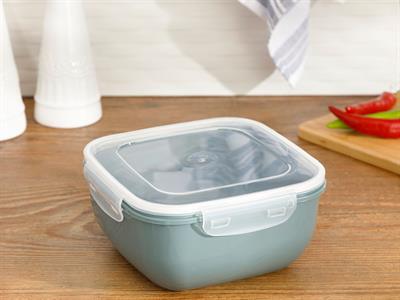 Stella КУТИЯ ЗА СЪХРАНЕНИЕ Квадрат Пластмасов 2400 ml Тъмен Селадон