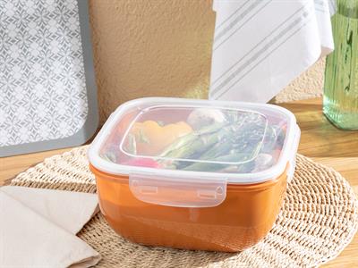 Stella КУТИЯ ЗА СЪХРАНЕНИЕ Квадрат Пластмасов 2400 ml Оранжево,