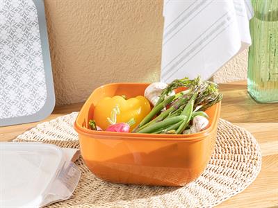 Stella КУТИЯ ЗА СЪХРАНЕНИЕ Квадрат Пластмасов 2400 ml Оранжево,