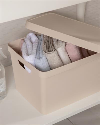 Stella Кутия За Съхранение Пластмаса 27x37x22 см Бежов