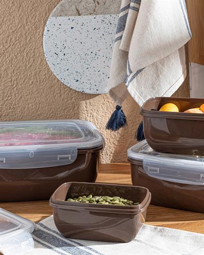 Stella Кутия За Съхранение Правоъгълен Пластмаса 400 мл Кафяв