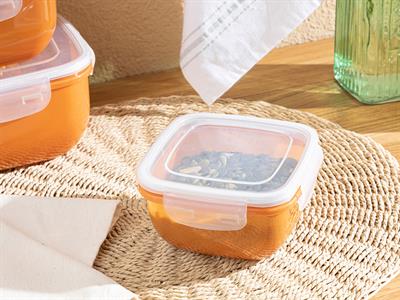 Stella КУТИЯ ЗА СЪХРАНЕНИЕ Квадрат Пластмасов 500 ml Оранжево,