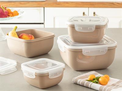 Stella КУТИЯ ЗА СЪХРАНЕНИЕ Квадратна Пластмасов 500 ml Beige