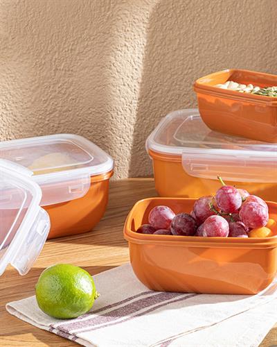 Stella Кутия За Съхранение Правоъгълен Пластмаса 800 мл Оранжев