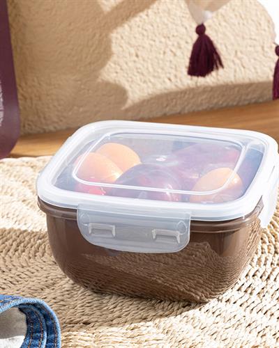 Stella Кутия За Съхранение Квадрат Пластмаса 900 мл Кафяв