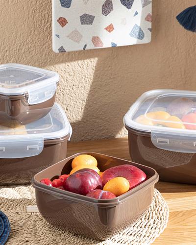 Stella Кутия За Съхранение Квадрат Пластмаса 900 мл Кафяв