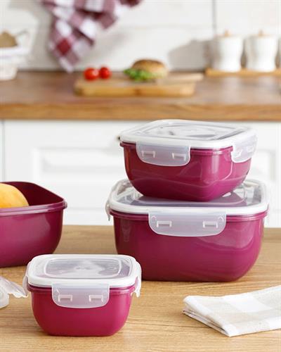 Stella Кутия За Съхранение Квадрат Пластмаса 900 мл Виолетов..