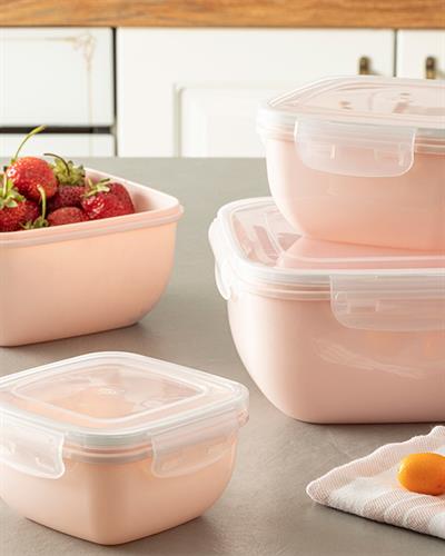 Stella Кутия За Съхранение Квадратна, Пластмасов, Розово, 900 Ml