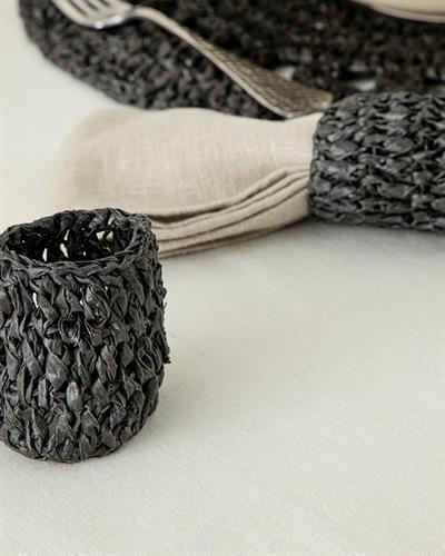 Straw Rope Пръстен За Салфетки 2Бр., Юта, Антрацит, 6 Cm