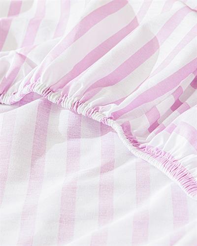 Stripe Детски Чаршаф С Ластик Памучен, Люляк., 100 X 200 Cm