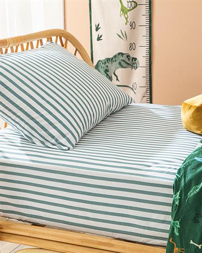 Stripe Детски Чаршаф С Ластик Памучен, Синьо, 100 X 200 Cm