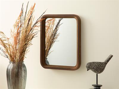 Stripe Wooden Mirror 24x30 cm Brown