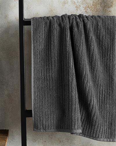 Stripe Хавлия За Лице Рипсено, Памучен, Антрацит, 50 X 90 Cm